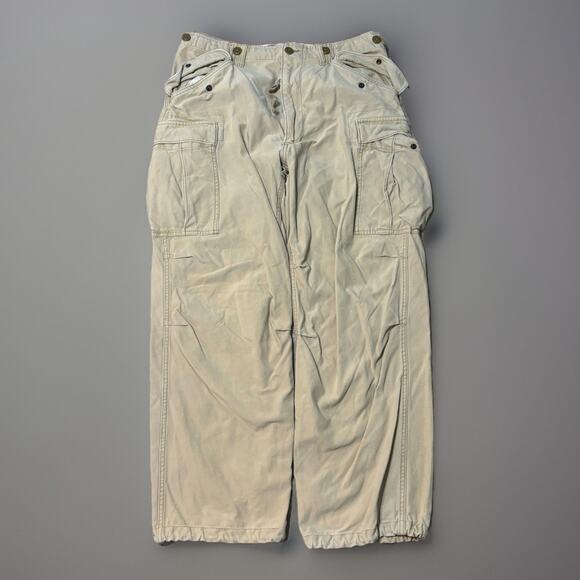 Vintage Abercrombie & Fitch Cargo Pants Mens 34 Tan Paratrooper 90s Y2K Baggy - Picture 1 of 12